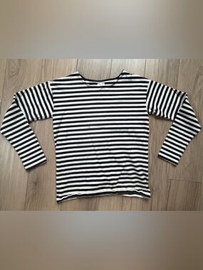 Girls Of Dust Black Cream Striped Long Sleeve Recycled Cotton XS